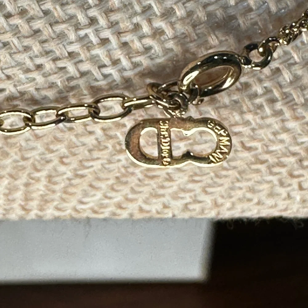 Vintage Christian Dior Gold-Plated Crystal Teardrop Pendant Necklace